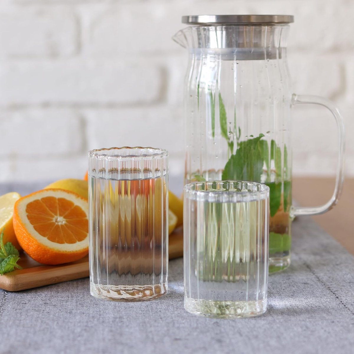 Wilmax Glazen Karaf met 6 Waterglazen – 7-delige Drinkset-Set voor Water en Frisdrank