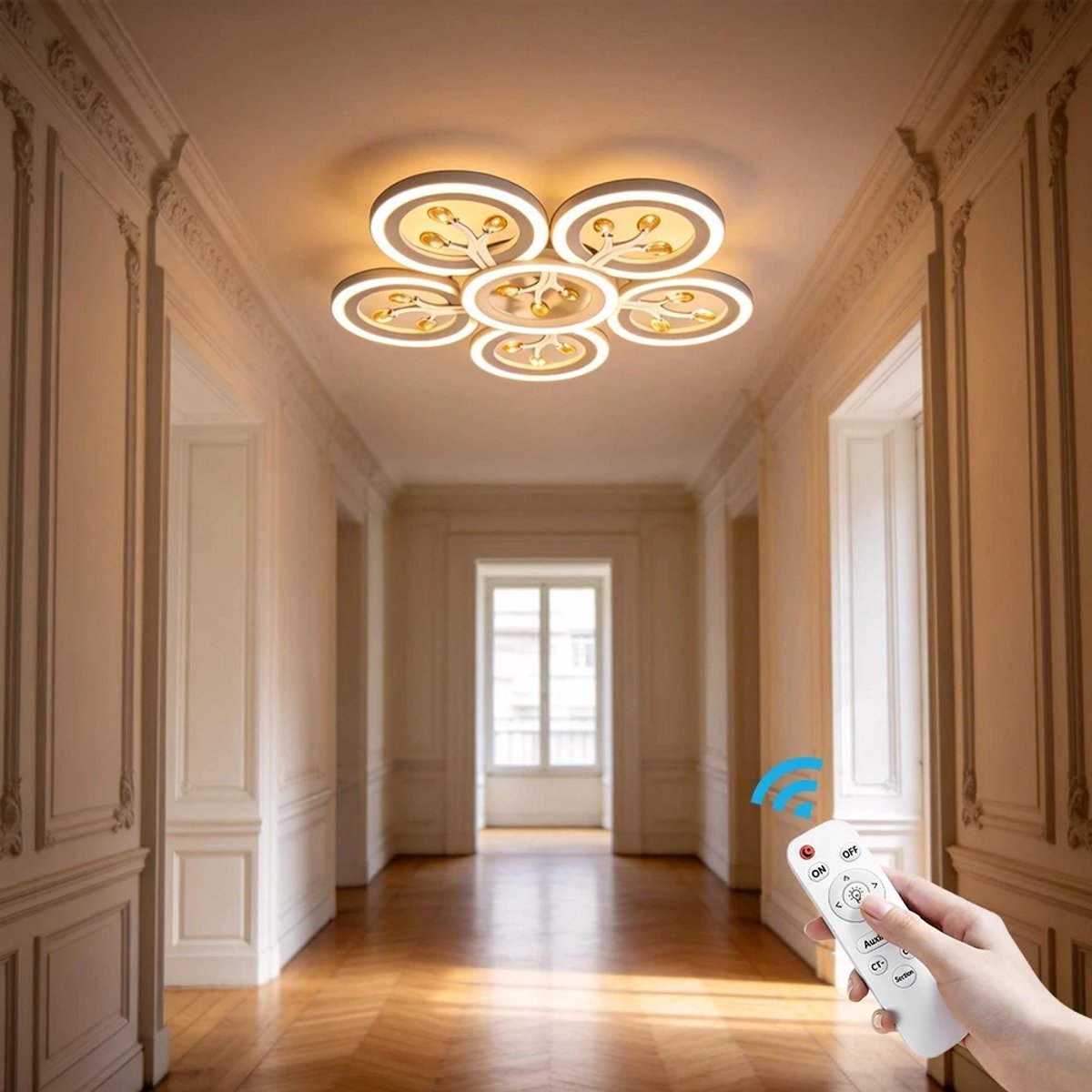 Questyr - LED-plafondlamp - plafondlamp voor woonkamer - dimbaar op afstand - kleurtemperatuur 3000-6000K - moderne plafondlamp