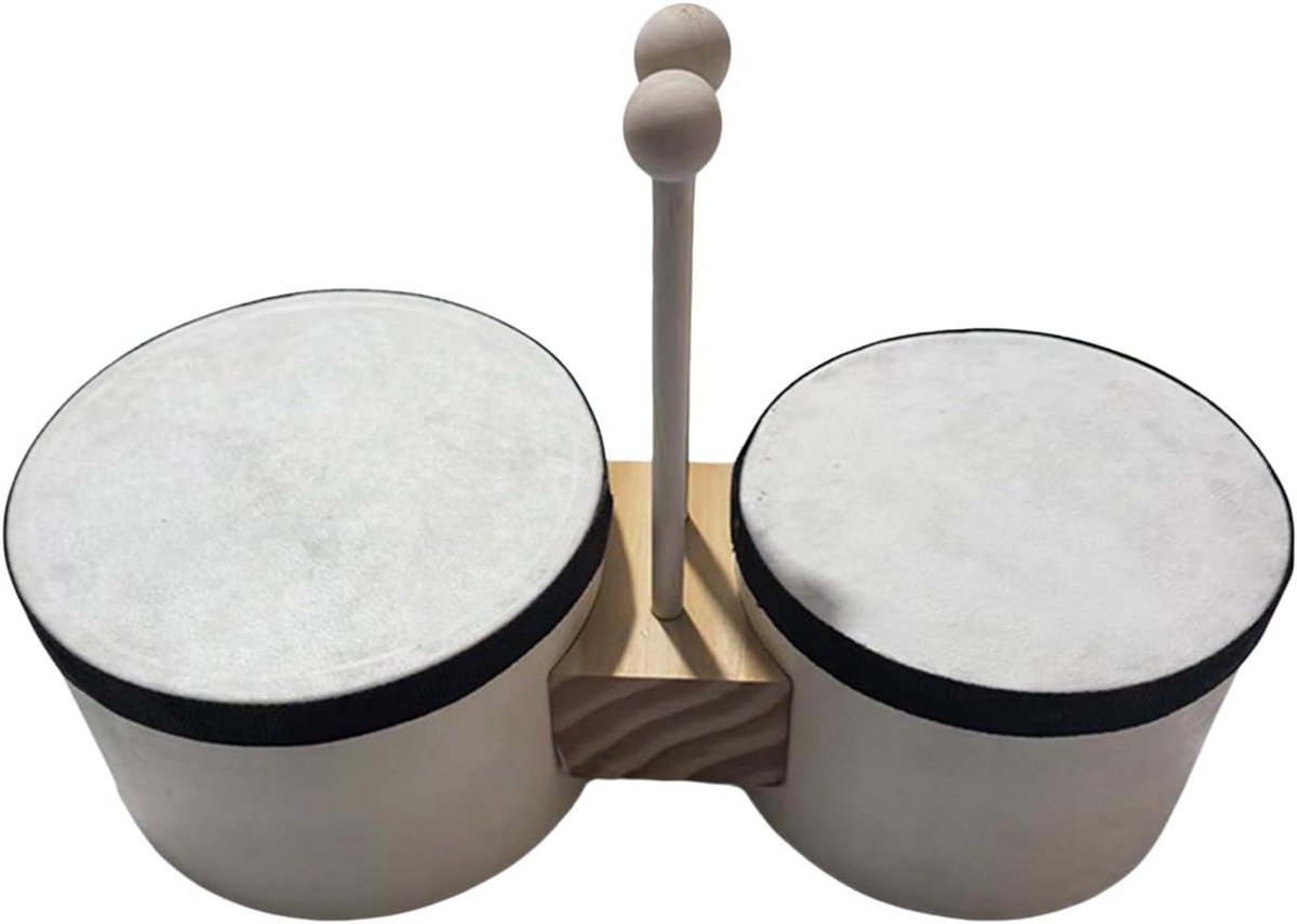 Bongo Trommelset - Kinder Drum - Muziek Leren - Dubbele Trommel - 31 x 15 cm - Natuurlijk