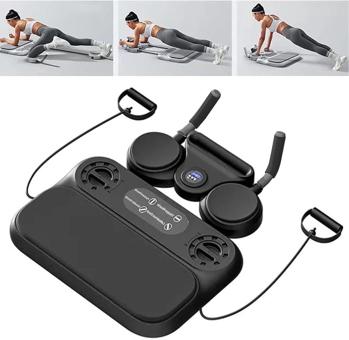 Ab Roller Bord - Fitness Wielen - Core Training - Automatische Rebound - 72 cm - Zwart
