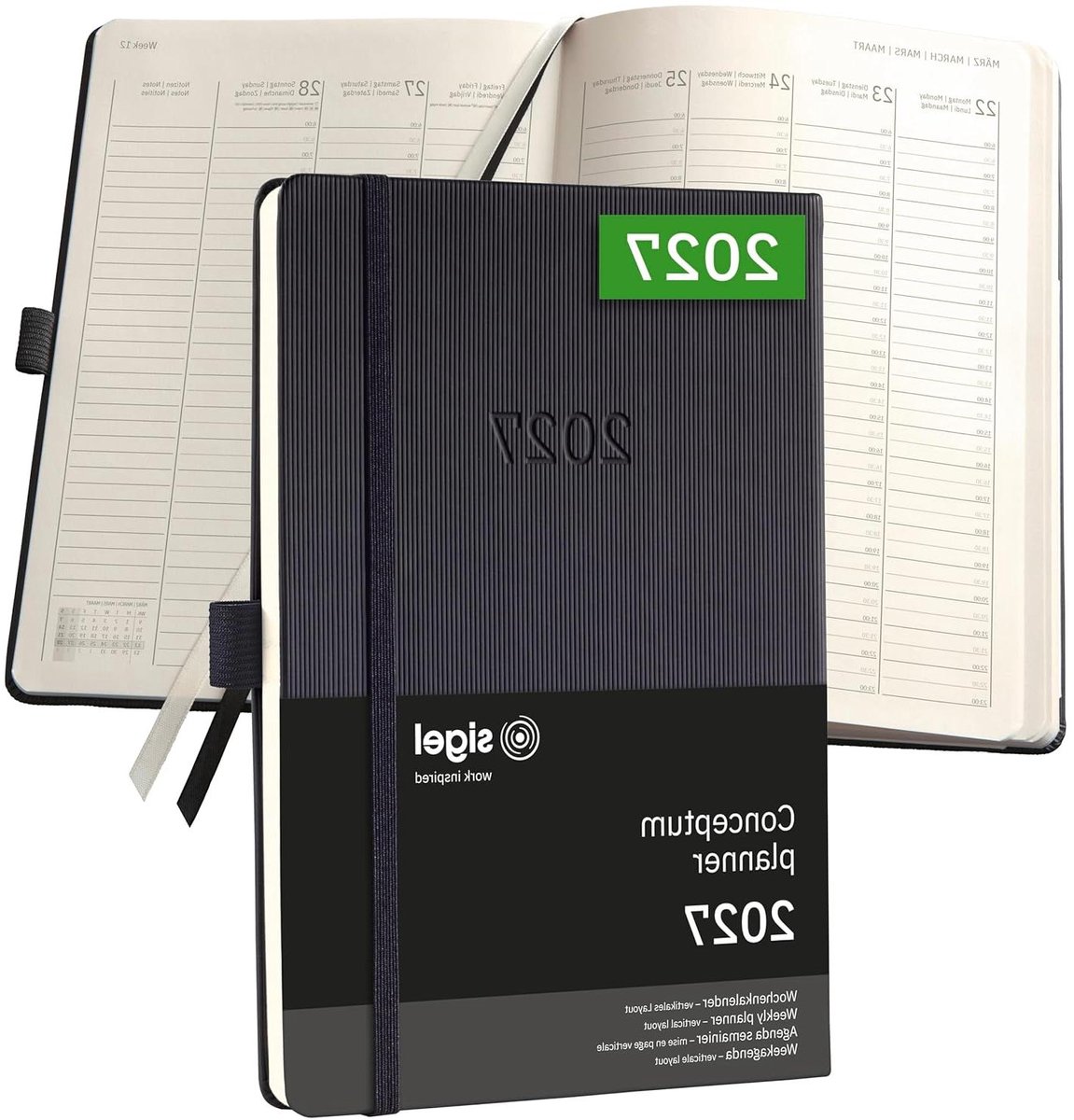 Wochenkalender Conceptum - Agenda Planner - Afspraken Plannen - Hardcover Stijlvol - A5 Formaat - Zwart
