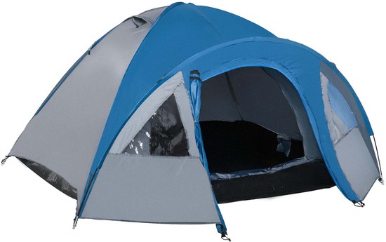MODFU - Koepeltent - Dubbelwandig En Waterafstotend - 4 Seizoenen - Voor Kamperen - Polyester - Blauw - 4-Persoons van Modfu — afbeelding 2