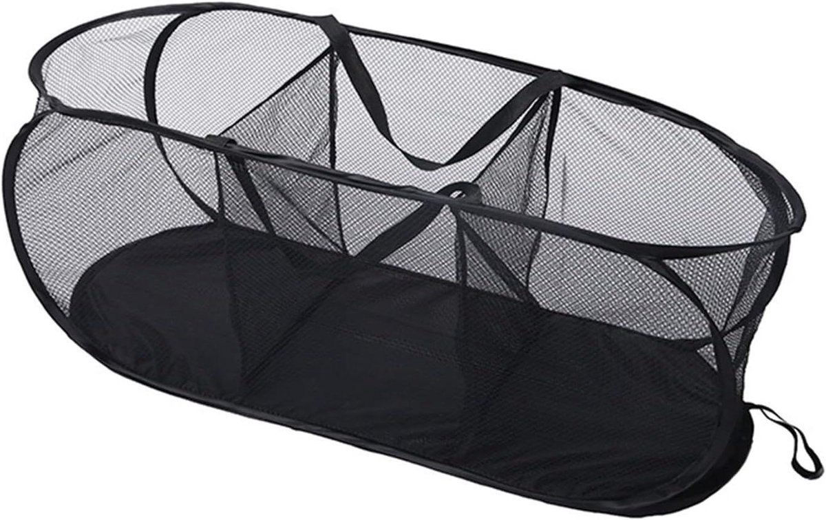 Wasmand Waszak Opberger Kleding Sorteren Drievoudig Compartiment 82 x 36 x 36 cm Zwart