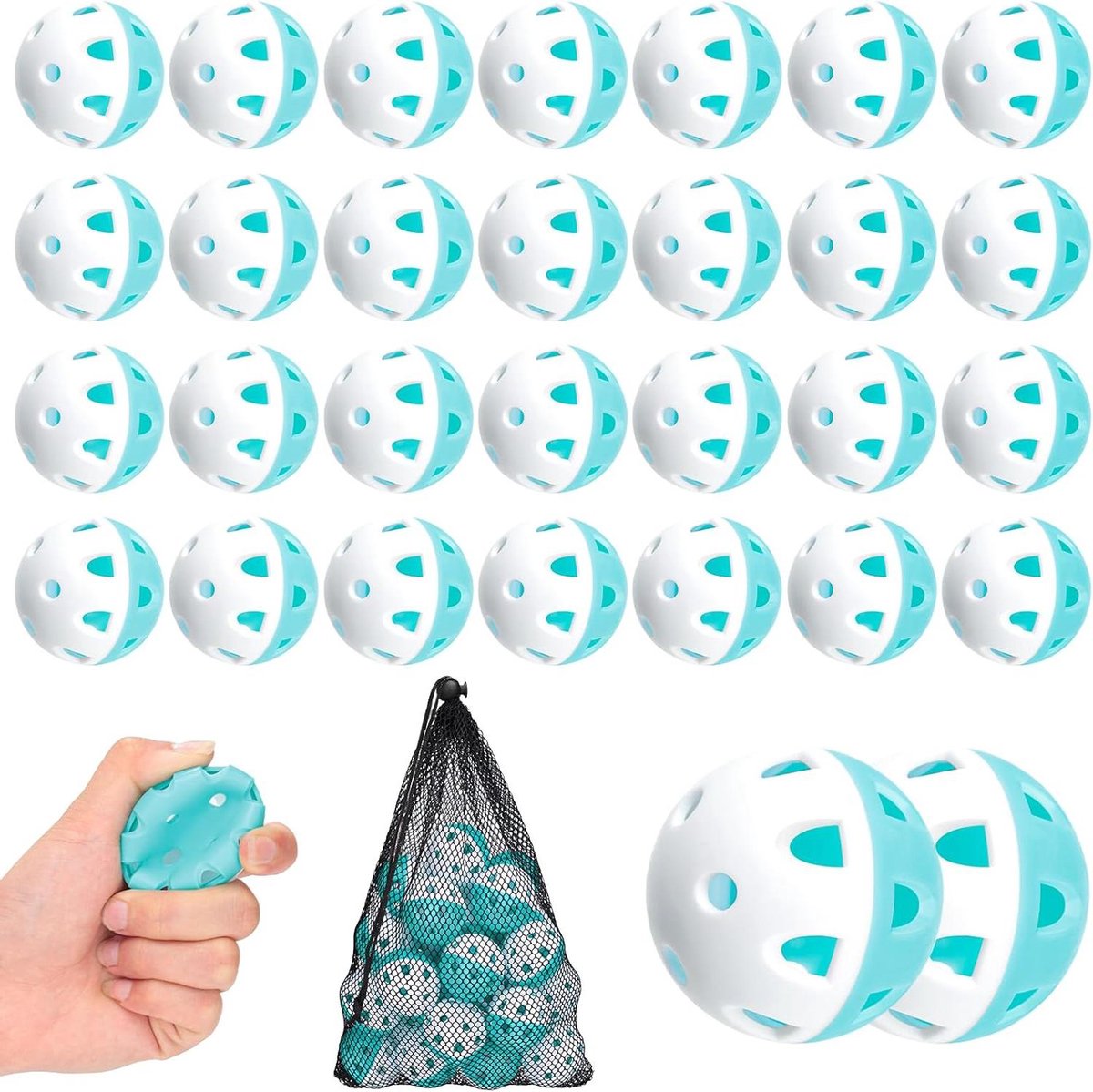 Mini Oefen Honkballen - Kleine Trainingsballen - Slag Training - Hollow Ontwerp - 30 Stuks - Babyblauw