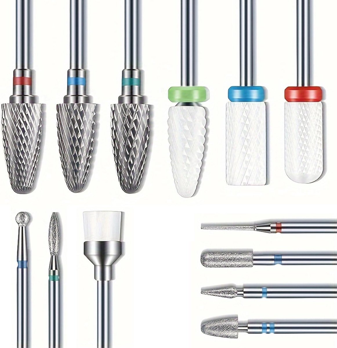SnelShoppen - 13-delige Professionele Nageldraaibits Set met Carbide en Keramische Bits voor Nageldrill - Ideaal voor Manicure, Pedicure, Gel en Acryl