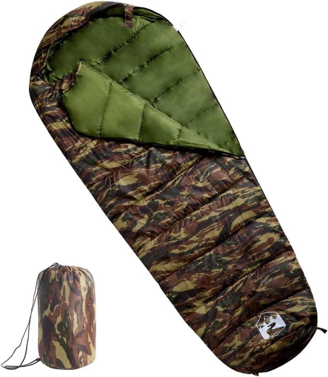 Mummie Slaapzak - Kampeer Slaapzak - Buiten Overnachten - Waterbestendige Vulling - 215x85 cm - Camouflage