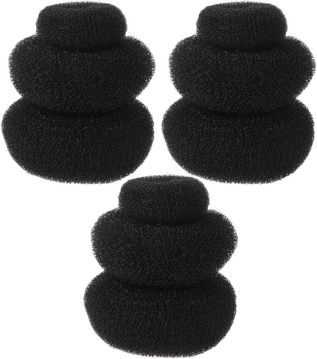 Haar Bun Maker - Haar Knoothulpmiddel - Kapsels Maken - Set van 3 Maten - 9 Stuks - Zwart