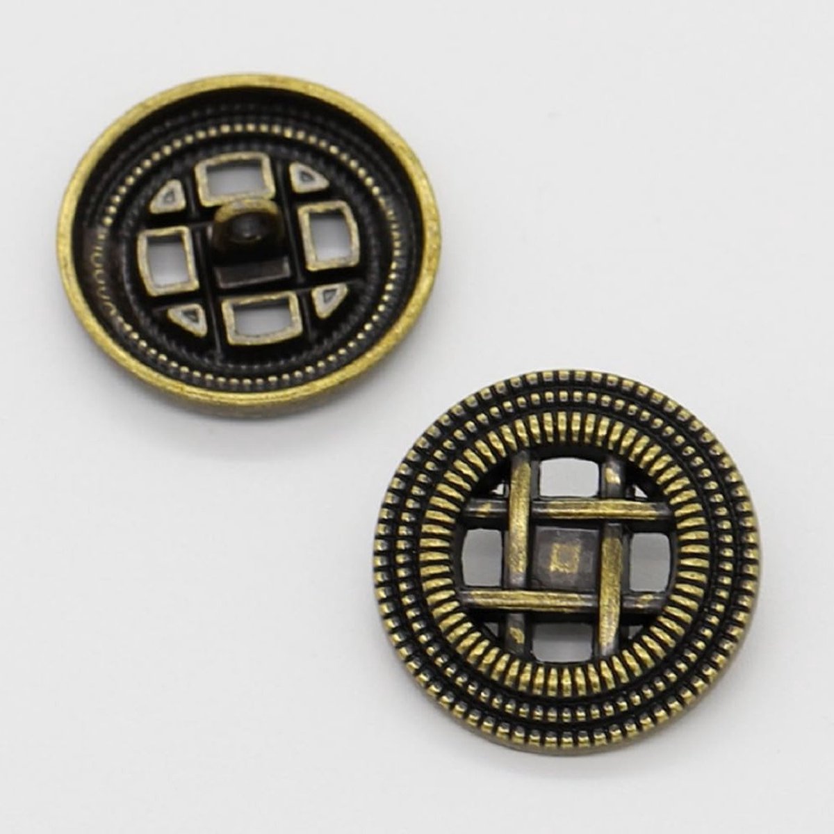 Retro Hollow Naai Knopen Set - 10 Stuks Metaal Ronde Knopen voor Blazer, Kostuums en Uniformen (Bronze, 25mm)