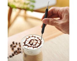 Koffievormen Art Tool - Tekennaald Keuken - Koffiedecoratie Maken - Hittebestendig Roestvrij Staal - 14 cm Lengte - Zwart