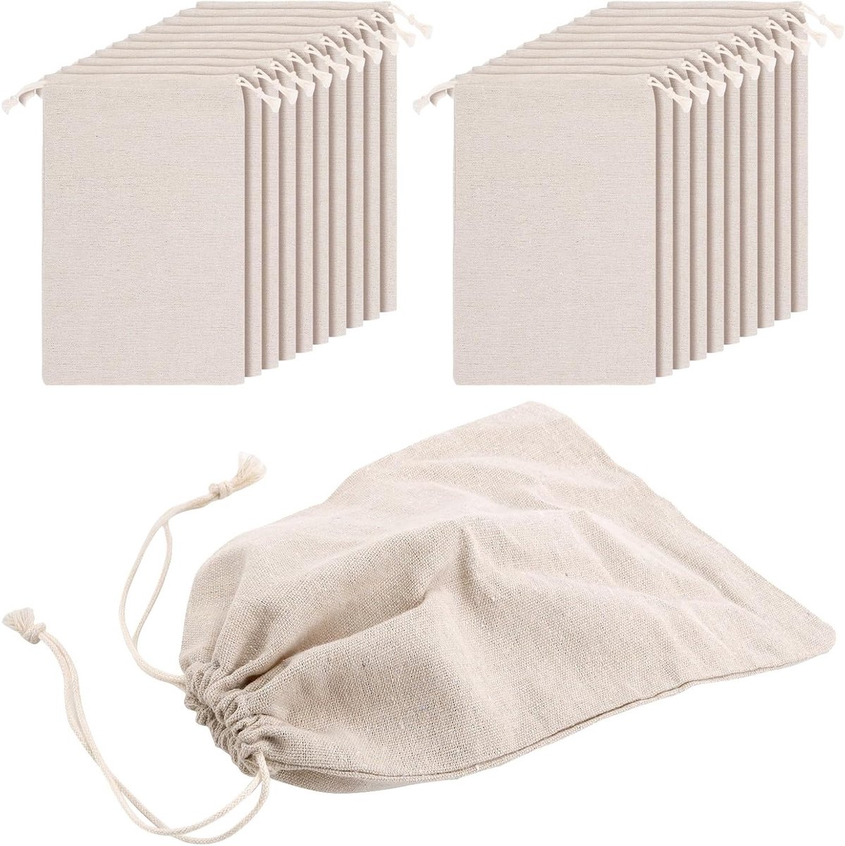 Herbruikbare Katoenen Netzakken voor Groenten en Fruit - 20 Stuks, 20x30 cm, Ideaal voor Opbergen en Reizen