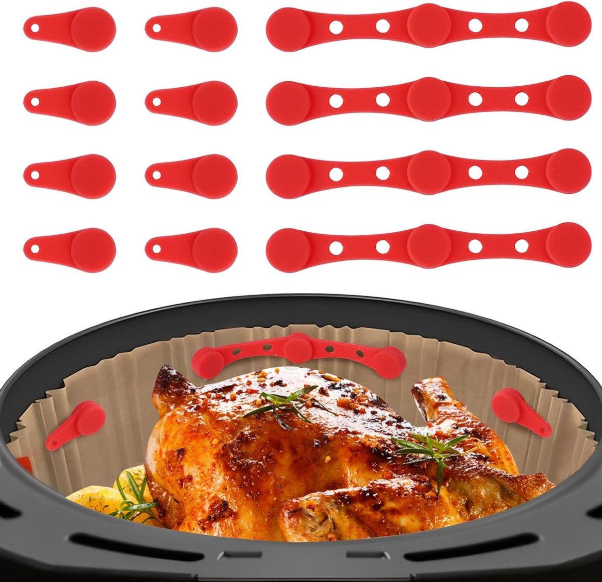 Siliconen Klemmen voor Airfryer - 4 Stuks Herbruikbare, Hittebestendige Clips voor Bakpapier, Ideaal voor Ouderen en Thuisgebruik