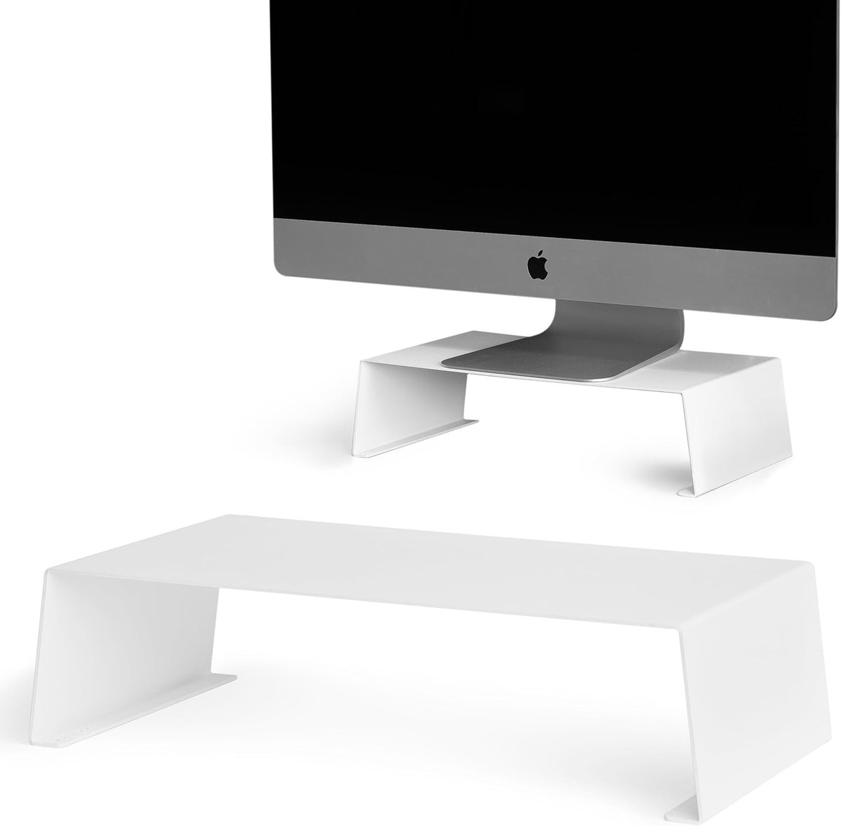 Monitor Verhoger - Bureau Stand - Werkplek Organiseren - Volledig Metaal - 34 cm Breed - Wit