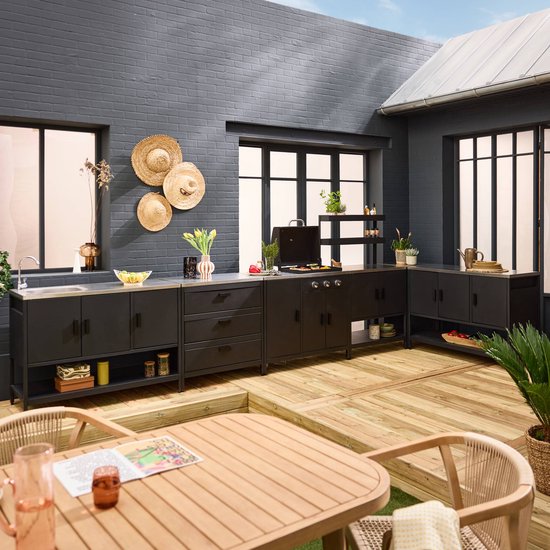 sweeek - Buitenkeuken 6 modules inclusief gasbarbecue staal - naxos van Sweeek — afbeelding 5