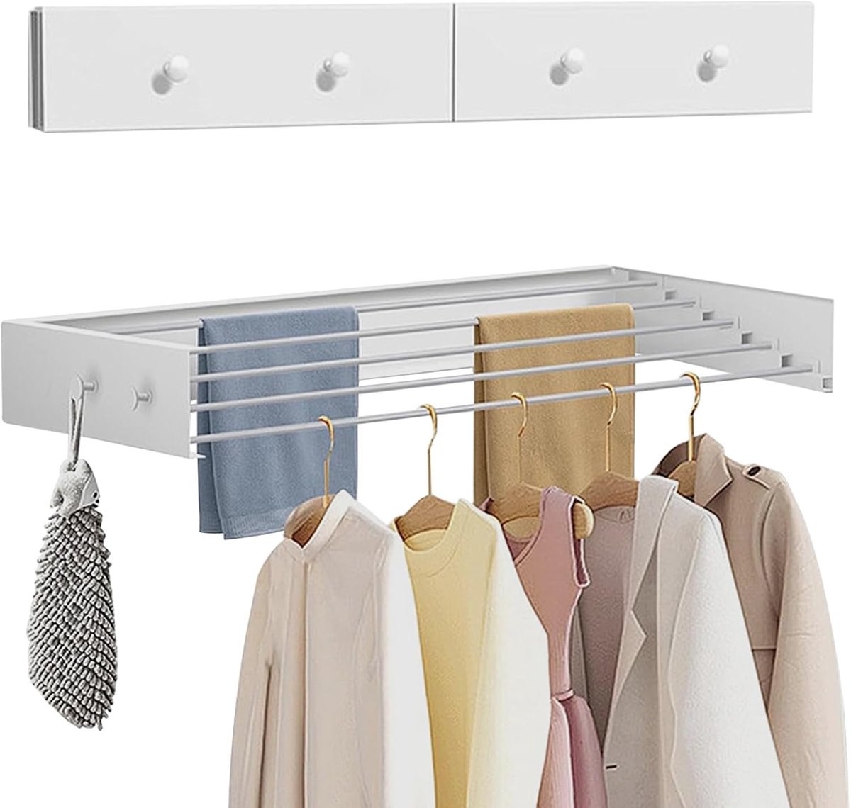 Droogrek Ophangbaar - Wasrek Hangend Trapgat - Voor Radiator, Deur, Balkon - Droogopslag