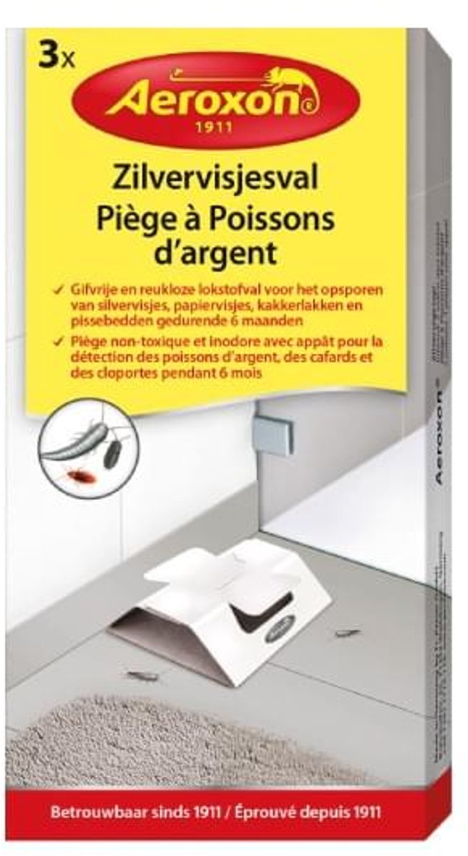 Aeroxon zilvervisjesval met lokstof (3 stuks) - Effectieve Insectenval - Met gratis cheatsheet