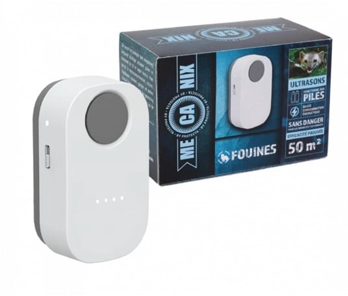 Mecanix ultrasoon ratten, muizen & marter verjager op batterij (50 m²) - Effectieve Rattenverjager - Met gratis cheatsheet