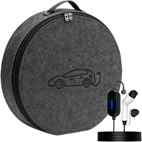 Oplaadtas Auto - Lader Tas - Veilig Opbergen - Weerbestendig Vilt - 37 x 37 x 9 cm - Grijs