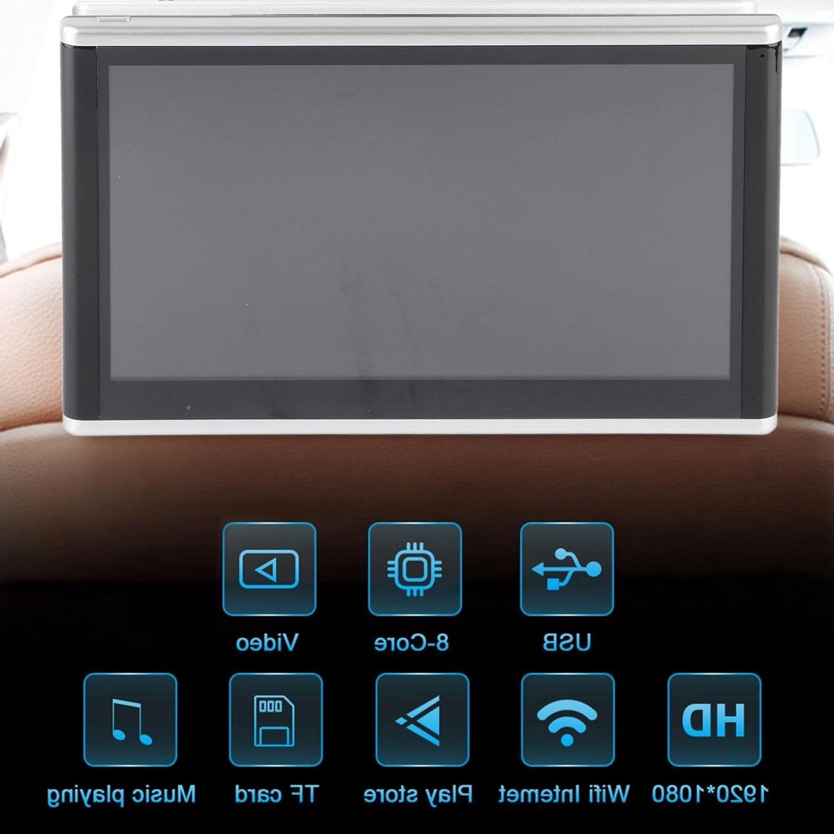 Hoofdsteun Monitor - Achterbank Entertainment - Reis Vermaak - 10.1 Inch Touchscreen - 1024x600 Resolutie - Zwart