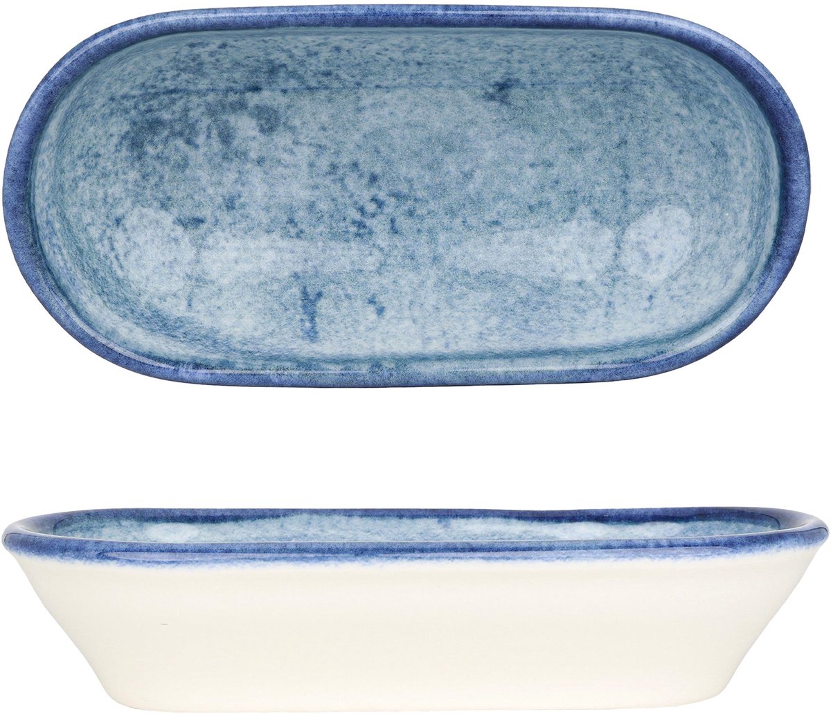 Kütahya Porselen Serveerschaal - Blue Stone - Porselein - 14x7 cm (100cc) - set van 2