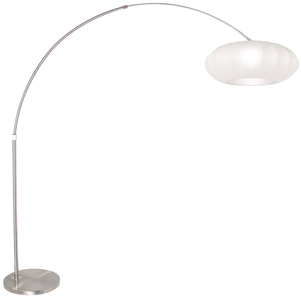 Vloerlampen Staalkleurige Luma-Nola 3806ST met 60cm witte zijden kap, metaal en textiel, h