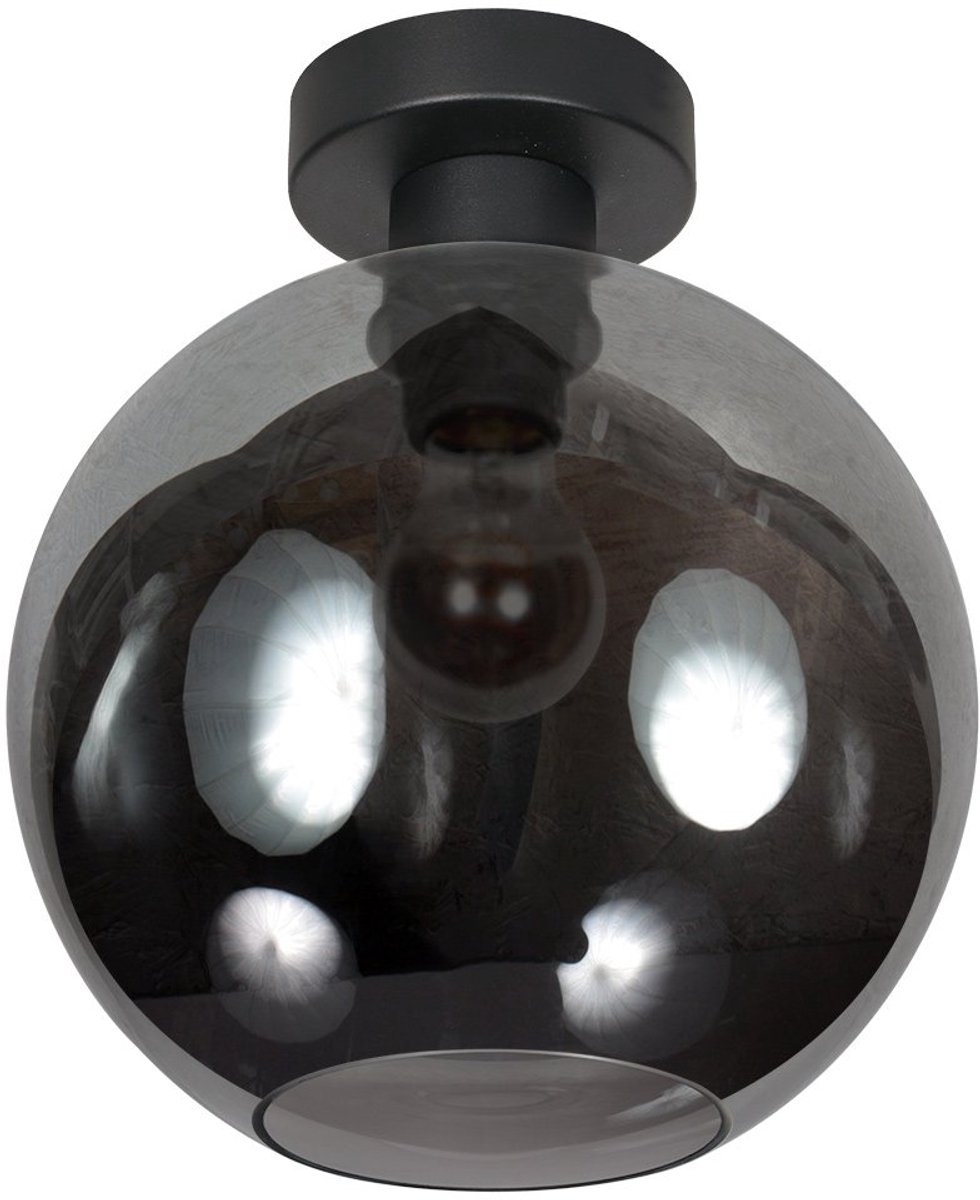 Plafondlamp Sferio 4375ZW met rookglas kap Ø25 cm - trendy design van Mexlite, vervaardigd uit glas, metaal en elektronica voor sfeervolle verlichting binnen