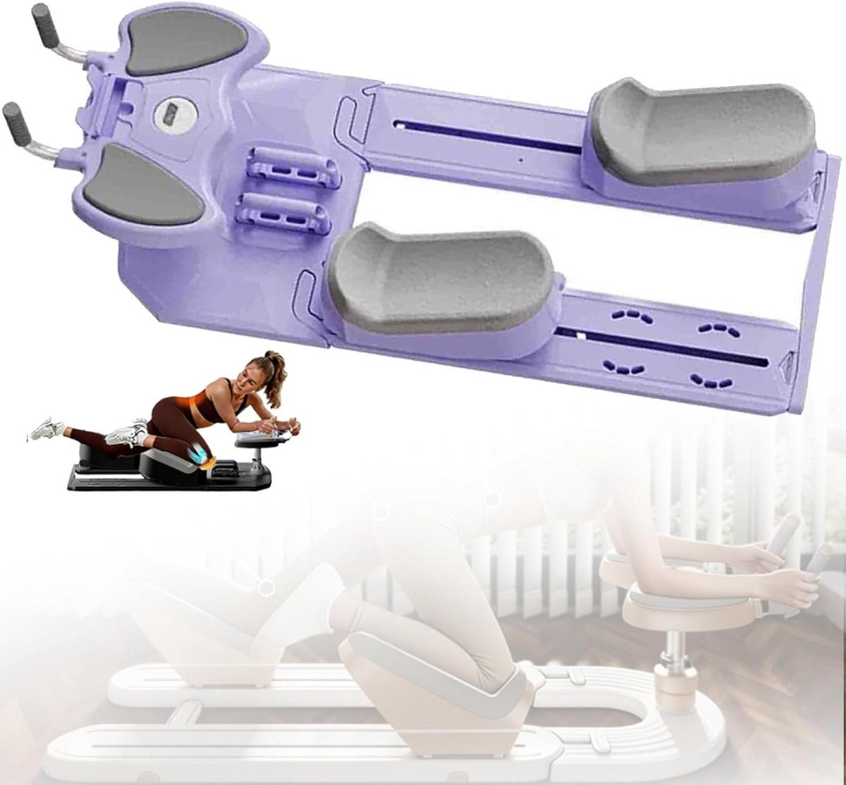 Rugstrektrainer Met Timer - Core Trainer - Thuis Trainen - Dynamische Lumbale Stretch - 70 cm Slag - Paars