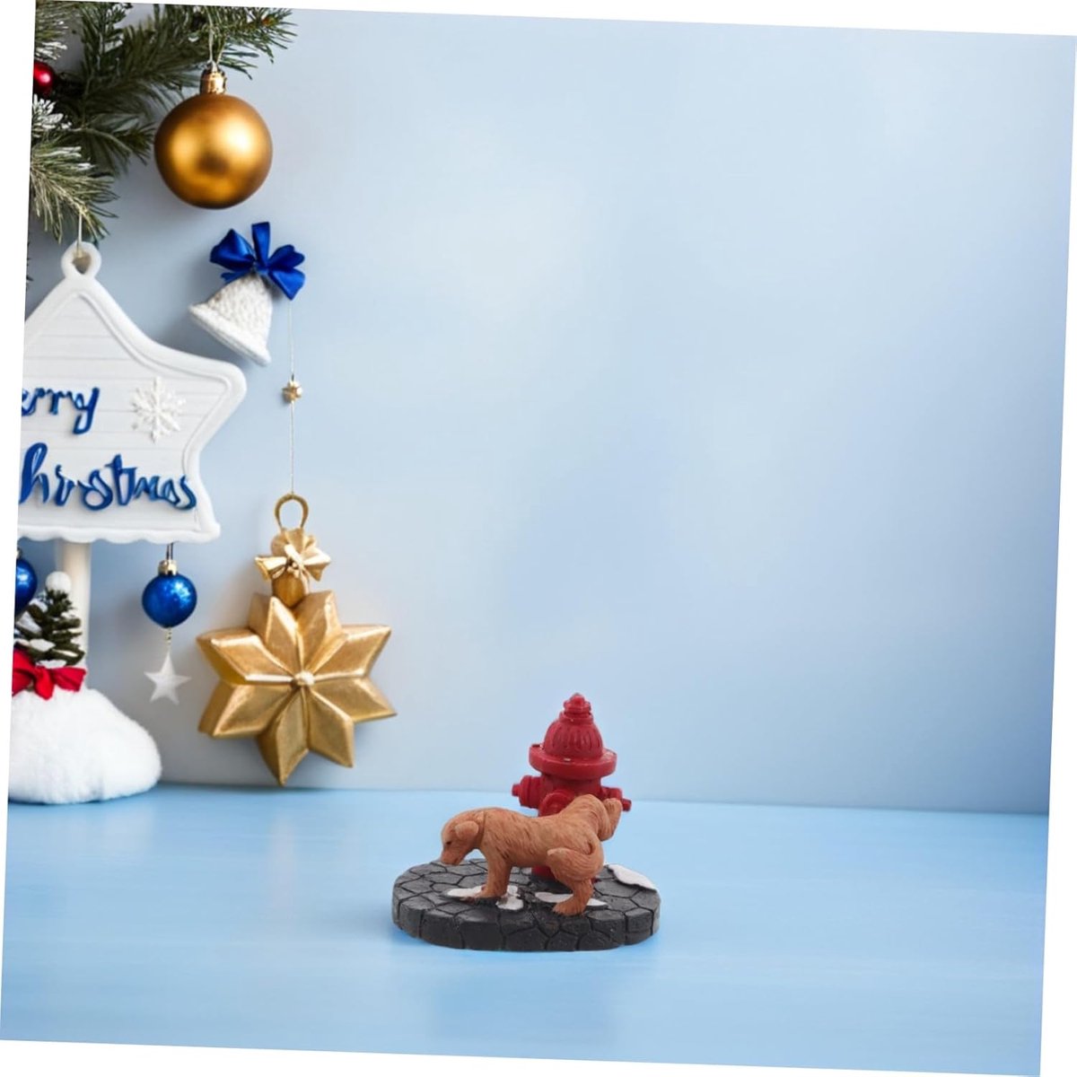 Kerstfiguur Hond - Hars Beeldje - Tuin Decoratie - Realistische Scène - 6.3 cm - Veelkleurig – foto 2