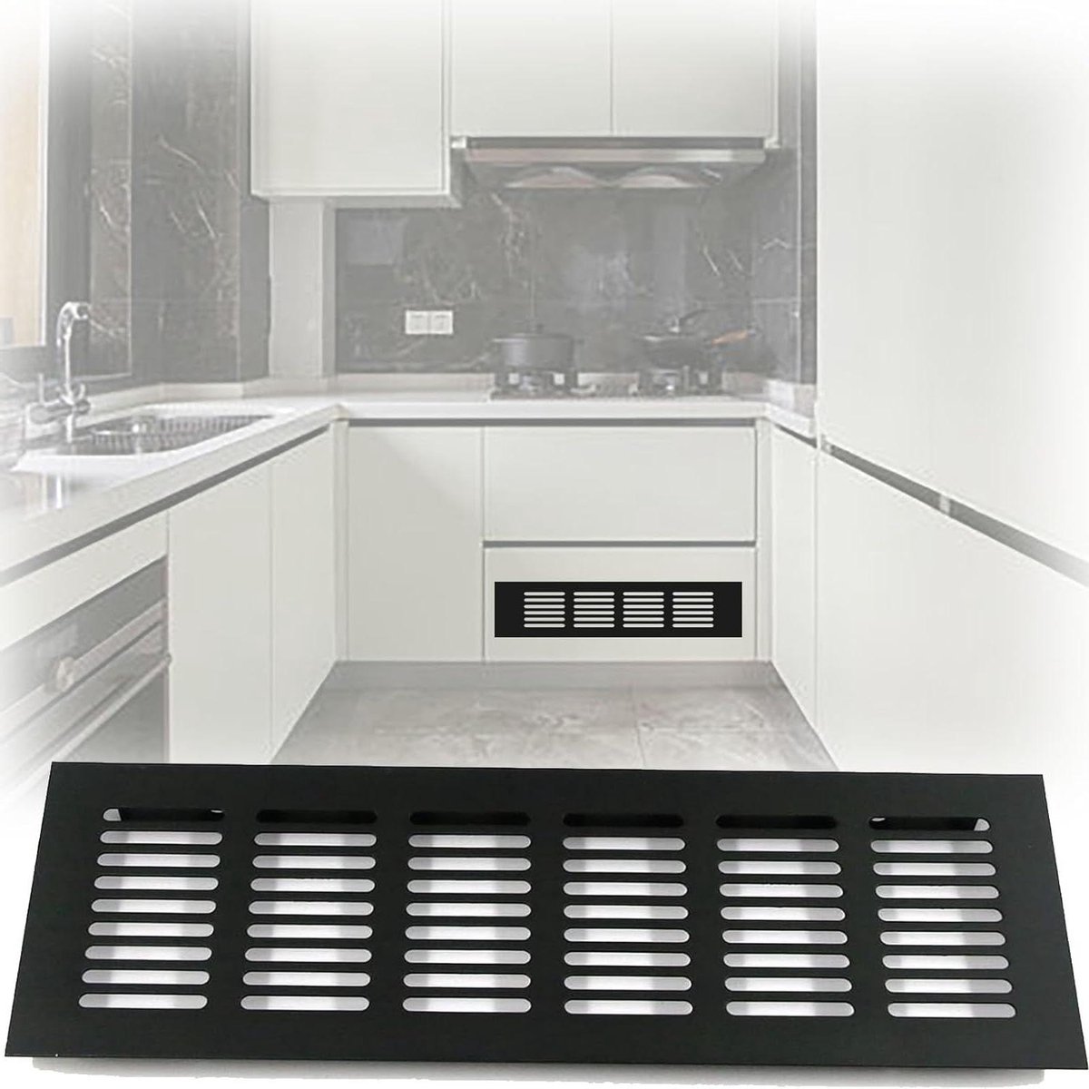Ventilatierooster Rechthoekig - Luchtuitlaat Deksel - Efficiënte Luchtstroom - Verdikte Aluminiumlegering - 18x37 cm - Zwart