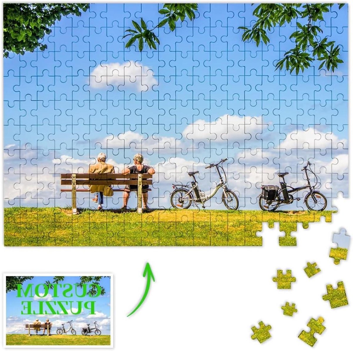 Gepersonaliseerde puzzel - Eigen foto - Herinneringen bewaren - Natuurlijk hout - 300 stukjes - Multicolor