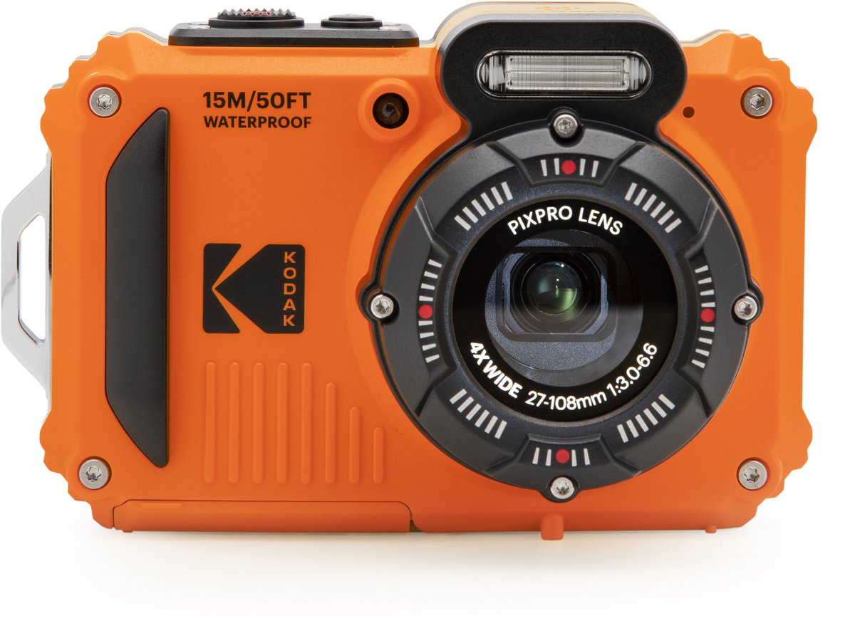 KODAK Pixpro WPZ2 - Appareil Photo Numérique Compact 16 MP, Étanche 15m, Anti-Choc 2m, Zoom Optique 4x, Vidéo 1080p HD, Écran LCD 2,7’’, Wi-Fi, Batterie Li-ion - Orange