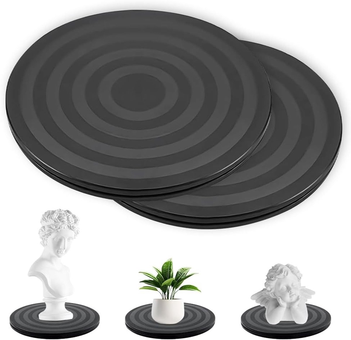 2 Stuks 20cm Draaiend Platform, 360 Graden Rotatie, Rond Swivel Platform met Stalen Lagers voor TV, Monitor, Geluidssystemen en Hobbyprojecten