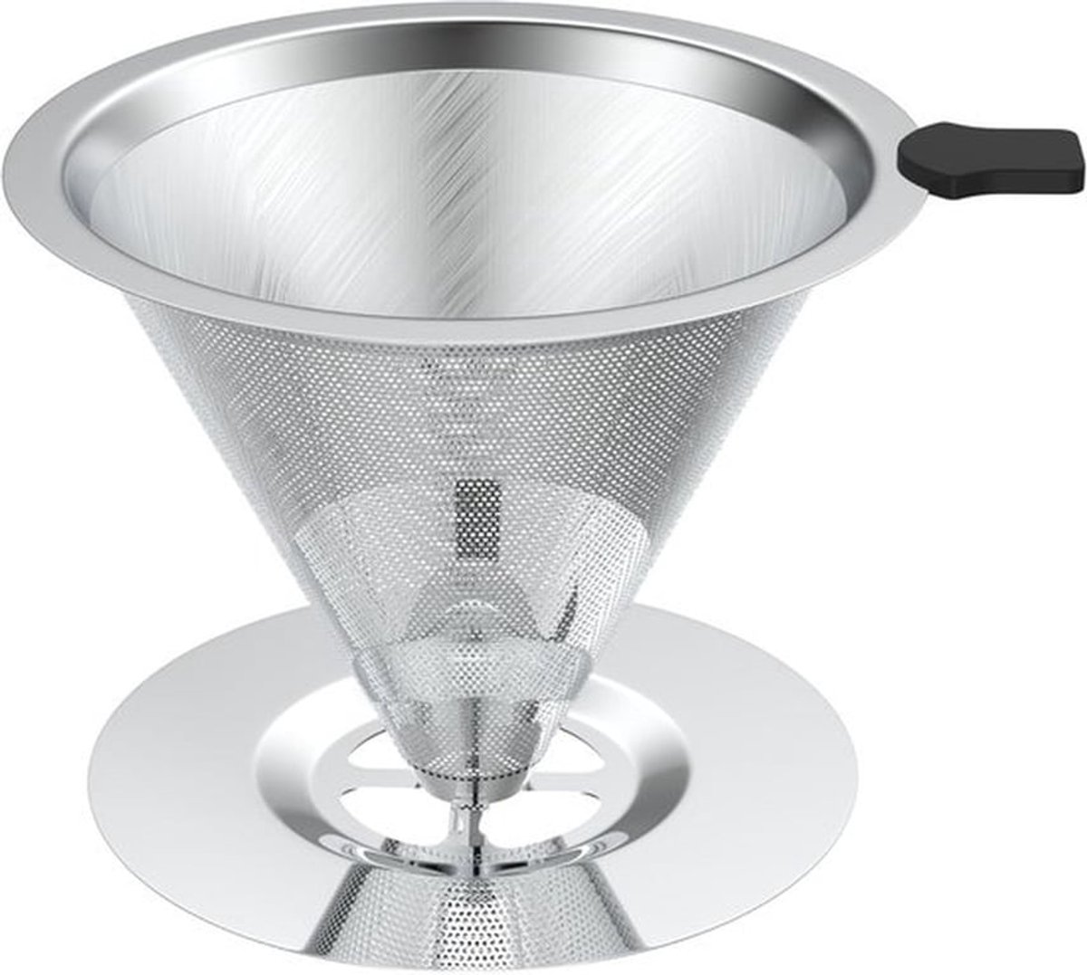 Giet over koffiedripper, roestvrijstalen koffiezetapparaat, papierloze herbruikbare koffiefilters met dubbellaags gaas Geschikt Geschikt voor 2-4 kopjes