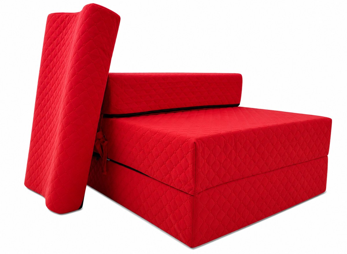 Opvouwbare stoelmatras 200 x 70 x 15 cm – logeermatras, vloermatras en slaapstoel, rood