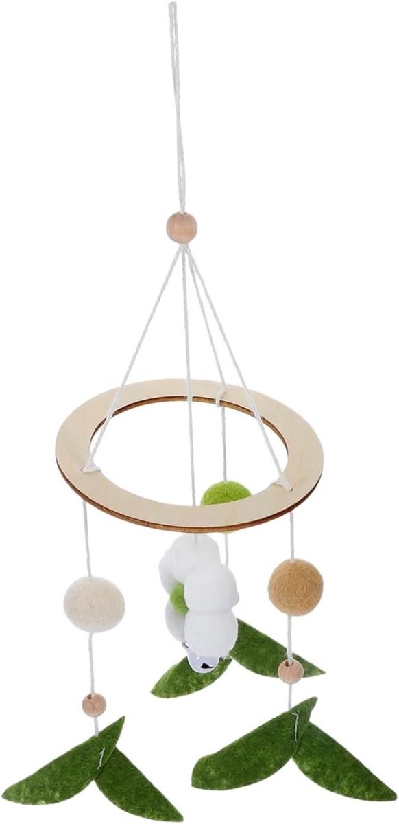 Muziekmobiel babykamer - Wiegdecoratie - Babykamer aankleden - Zacht vilt bloemen - 32 x 10.5 cm - Pastel