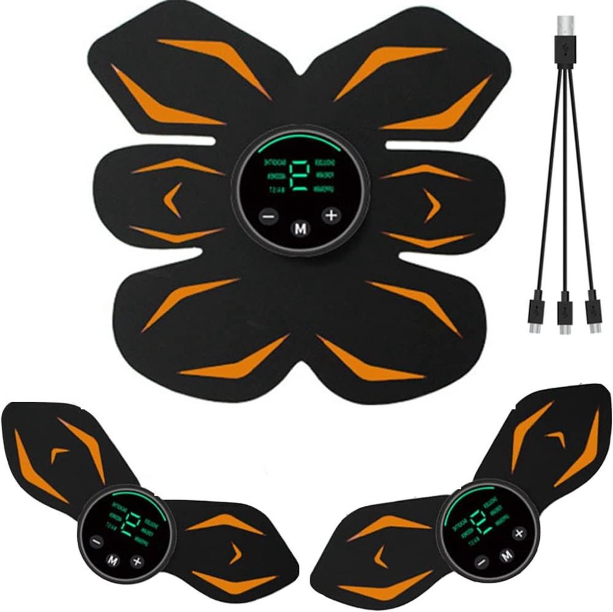 Spierstimulator Set - Fitness Trainer - Lichaam Vormgeven - 6 Modi 9 Niveaus - 3 Apparaten - Zwart