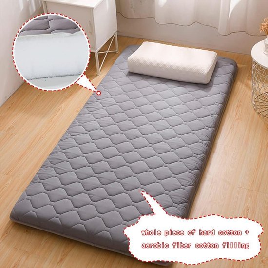 Japanse futonmatras - Opvouwbaar matras - Comfortabel slapen - Oprolbaar ontwerp - 90 x 200 cm - Grijs — afbeelding 5