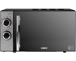 Magnetron met draaiknop - Oven snel - Maaltijden opwarmen - Spiegeldeur design - 20 liter inhoud - Zwart