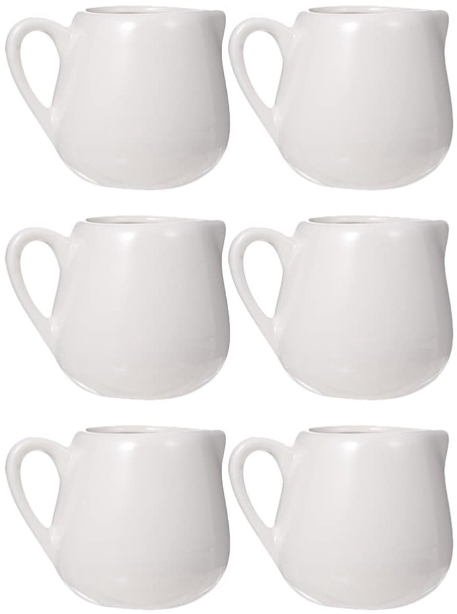 VT Goods - melkopslagkannen - keramische containers - duurzaam en stijlvol - wit - multifunctioneel - perfect voor thuis en horeca - 6 stuks
