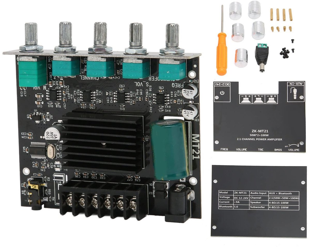 Golden crown - Bluetooth-versterkerkaart - 2X50W+100W - Hoge geluidskwaliteit - Compact formaat - Geschikt voor 4-8Ω luidsprekers - Ideaal voor thuisg