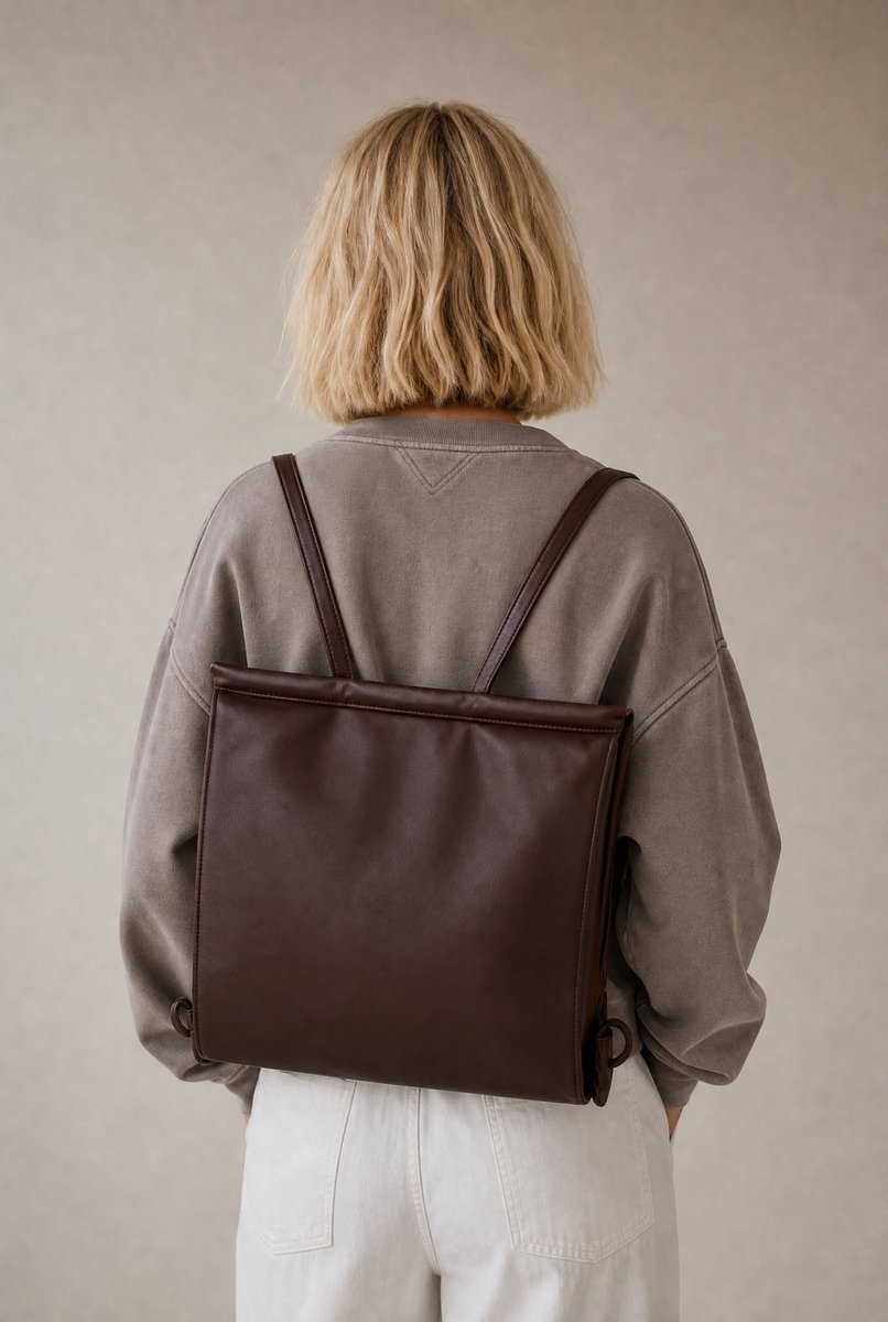 Ölend Folded bag vegan leather chocolate