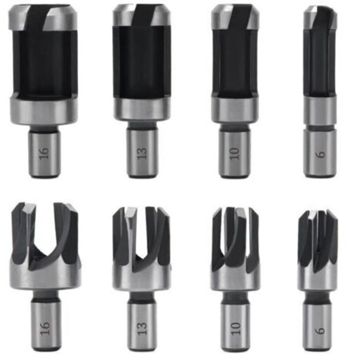 stuks Fraise Bouchonner, Mèche Bouchon 6 mm/10 mm/13 mm/16 mm, Acier Carbone, Perceuse pour Le Travail du Bois, Forets à Bois à Griffe et Coniques