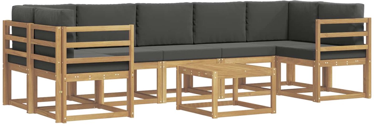 vidaXL Buiten - bank - set - 6 - st - 7-zits - Wit - en - antracietkleurig Wit en antracietkleurig