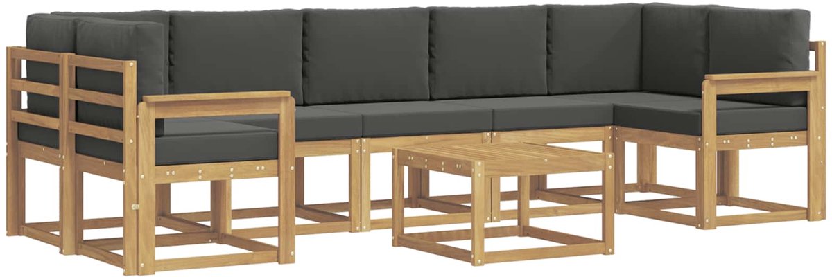 vidaXL Buiten - bank - set - 6 - st - 7-zits - Wit - en - antracietkleurig Wit en antracietkleurig