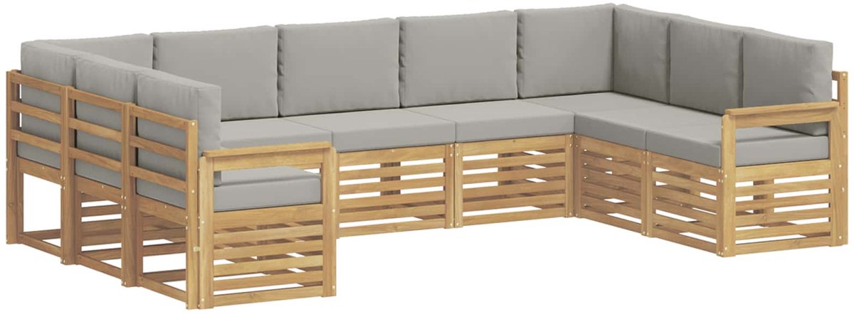 vidaXL Buiten - bank - set - 7 - st - 9-zits - Wit - en - lichtgrijs - Polyester