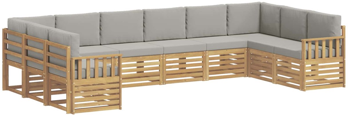 vidaXL Buiten - bank - set - 10 - st - 10-zits - Wit - en - lichtgrijs - Polyester Wit en lichtgrijs
