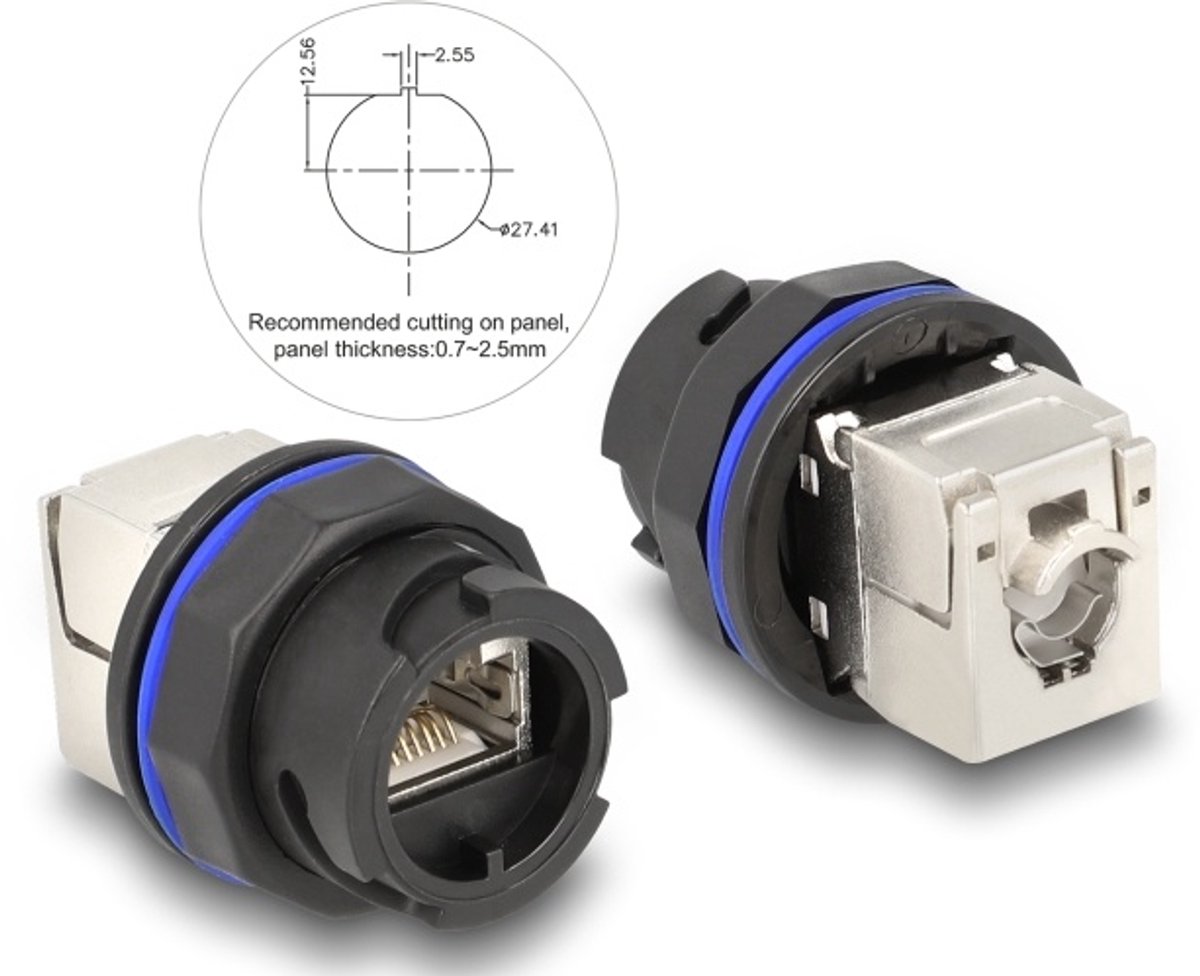 Delock RJ45 Cat.6A built-in connector with LSA connection black
