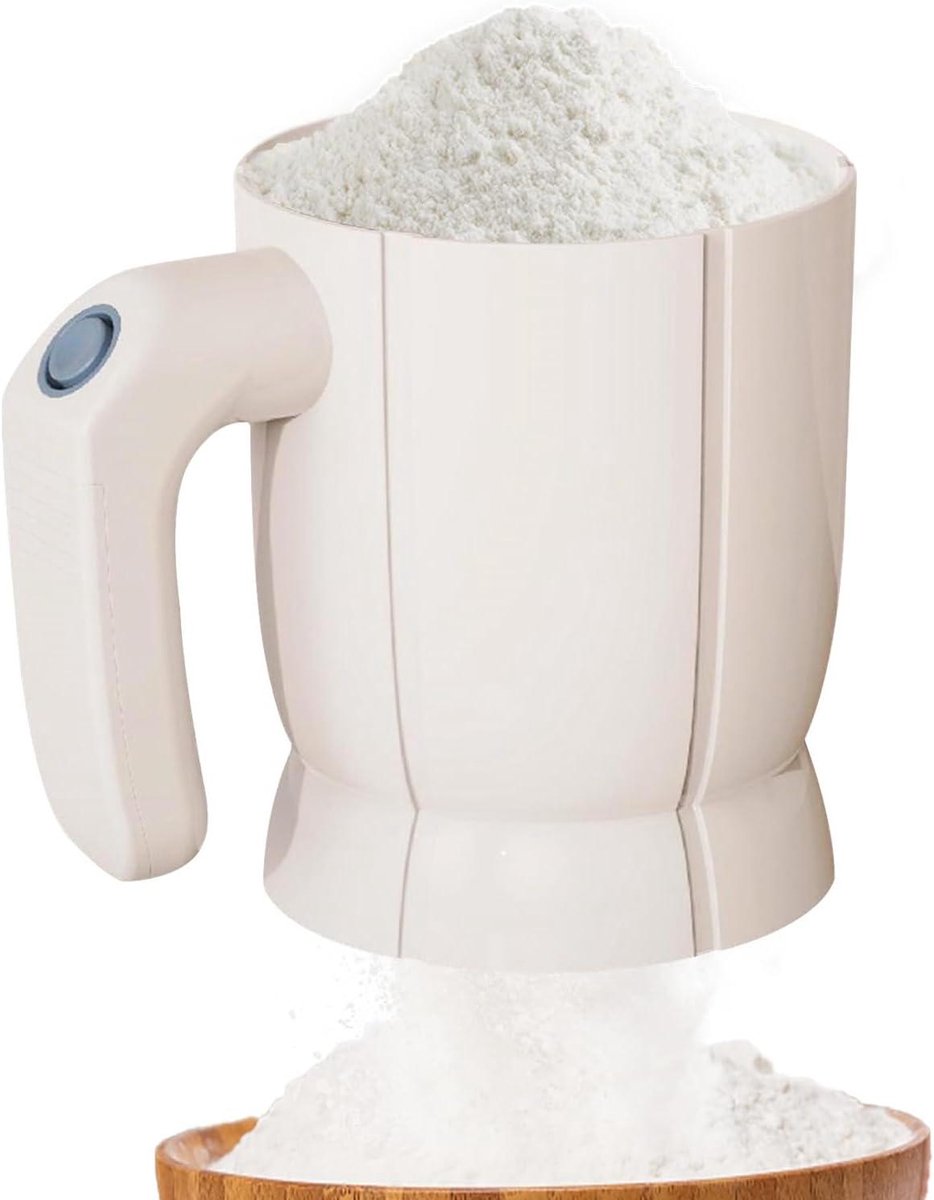 Elektrische Bloemzeef - Handzeef Bakken - Cakes Bakken - Batterij Aangedreven - 1 Cup - Wit