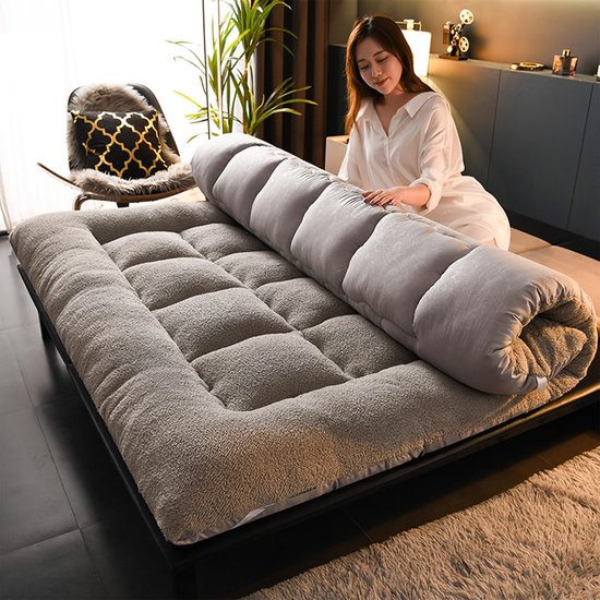 Opvouwbaar Matras - Futon Matras Vloer - Comfortabel Slapen - Huidvriendelijke Stof - 53x79 inch - Grijs — afbeelding 4