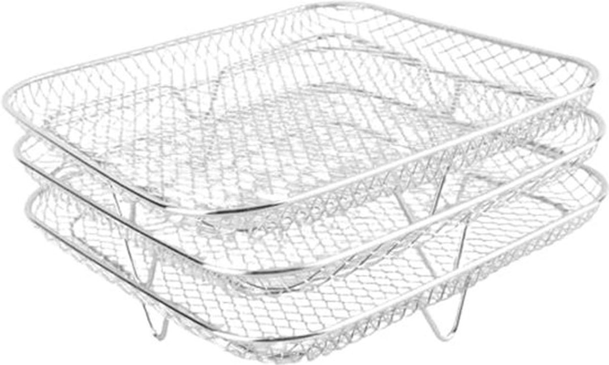 Air Fryer Mandje voor Oven, 3PCS RVS Grillmand voor Cosori, 8 Inch Niet-Plakkerige Gaasmand Set, Air Fryer Bakrooster Mand voor Franse Bakken Bevroren