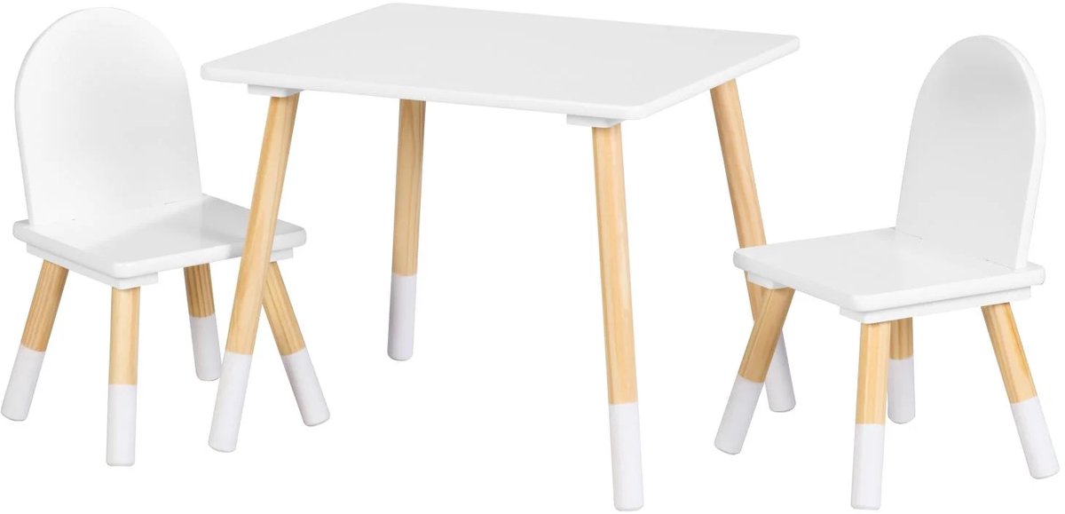 Livarno Home 3 delig Meubelset voor kinderen - Tafel + 2 stoelen - Wit - Materiaal: Hout